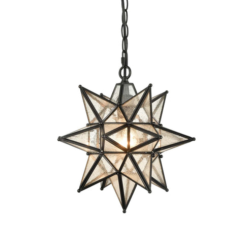 Camaiore Seeded Glass Industrial Moravian Star Pendant Light 13 Inches