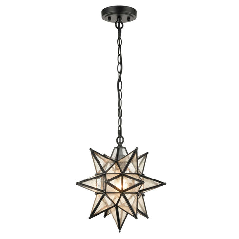 Camaiore Seeded Glass Industrial Moravian Star Pendant Light 13 Inches