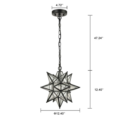 Camaiore Seeded Glass Industrial Moravian Star Pendant Light 13 Inches