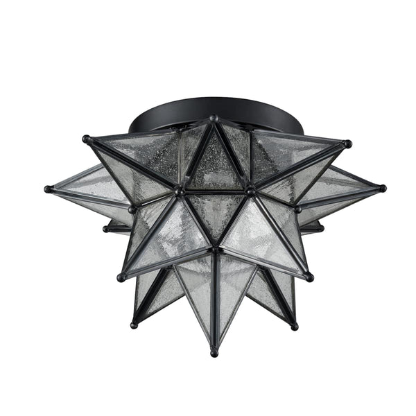 Seeded Glass Moravian Star Flush Mount Ceiling Light, 12.7" Diameter