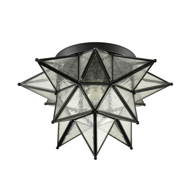 Mattinata Seeded Glass Moravian Star Flush Mount Ceiling Light, 15-Inch, Black