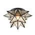 Mattinata Seeded Glass Moravian Star Flush Mount Ceiling Light, 15-Inch, Black