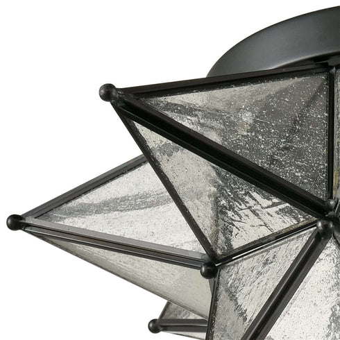 Mattinata Seeded Glass Moravian Star Flush Mount Ceiling Light, 15-Inch, Black