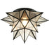 Seeded Glass Moravian Star Flush Mount Ceiling Light, 18-Inch, Black
