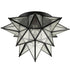 Matera Seeded Glass Moravian Star Flush Mount Ceiling Light, 18-Inch, Black