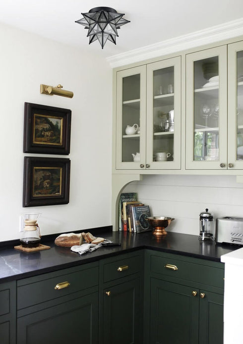 Seeded Glass Moravian Star Flush Mount Ceiling Light, 12.7" Diameter