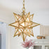 Seeded Glass Moravian Star Light Gold Pendant Lighting 13 Inches