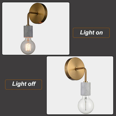 Set of 2 Brushed Brass Metal with White Marble Wall Light Fixture for Bedroom
