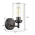 Set of 2 Modern Black Metal Wall Sconce with Cylindrical Clear Glass Shade for Bathroom