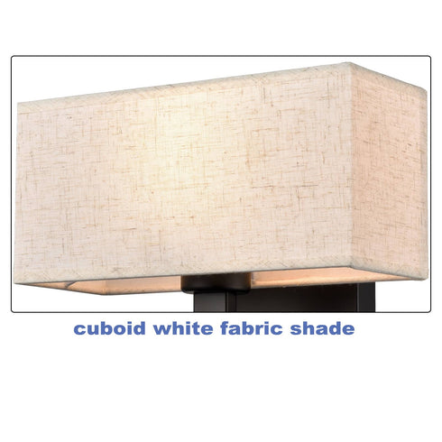 Set of 2 Modern Black metal with White Fabric Shade Wall Sconces for Bedroom