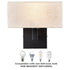 Set of 2 Modern Black metal with White Fabric Shade Wall Sconces for Bedroom