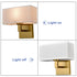 Set of 2 Modern Brushed Brass Gold with White Fabric Shade Wall Sconces for Bedroom