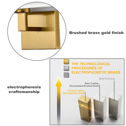 Set of 2 Modern Brushed Brass Gold with White Fabric Shade Wall Sconces for Bedroom