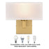 Set of 2 Modern Brushed Brass Gold with White Fabric Shade Wall Sconces for Bedroom