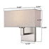 Set of 2 Modern Brushed Nickel with White Fabric Shade Wall Sconces for Bedroom
