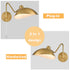 Set of 2 Modern Brass Metal Wall Sconce with On/Off Switch Plug-in or Hardwired Swing Arm Wall Light Fixture