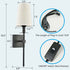Slim Black Wall Sconces Set of Two Plug in Wall Lamps for Bedrooms