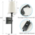 Slim Black Wall Sconces Set of Two Plug in Wall Lamps for Bedrooms