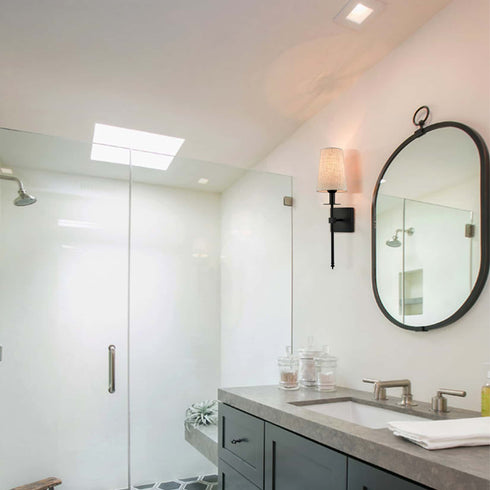 Slim Black Wall Sconces Set of Two Plug in Wall Lamps for Bedrooms