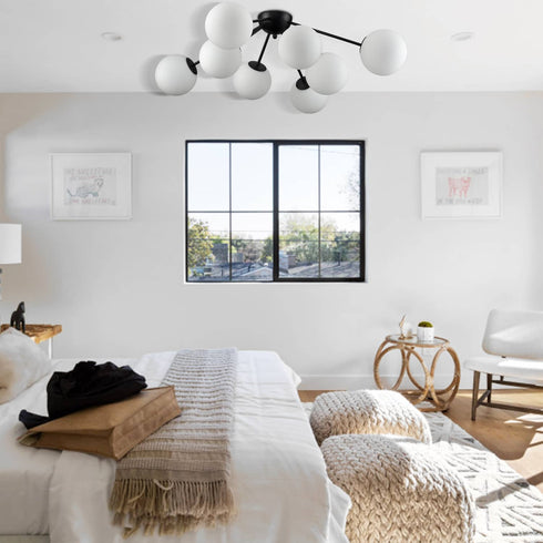 Sputnik Globe Chandelier Black Ceiling Light- 8 Light