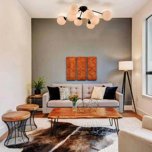 Sputnik Globe Chandelier Black Ceiling Light- 8 Light