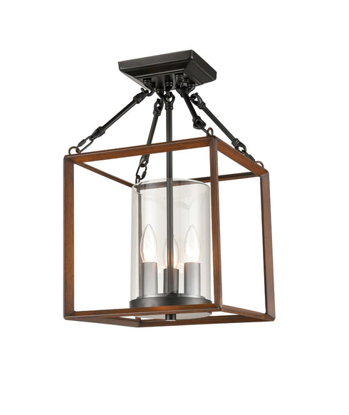 Square Cage Semi Flush Ceiling Lights Black Chandeliers