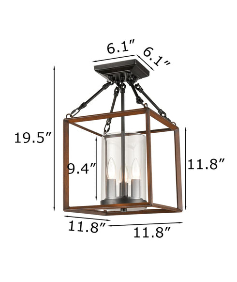 Square Cage Semi Flush Ceiling Lights Black Chandeliers