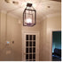 Square Caged Semi Flush Mount Ceiling Lights Wood Accent Chandeliers