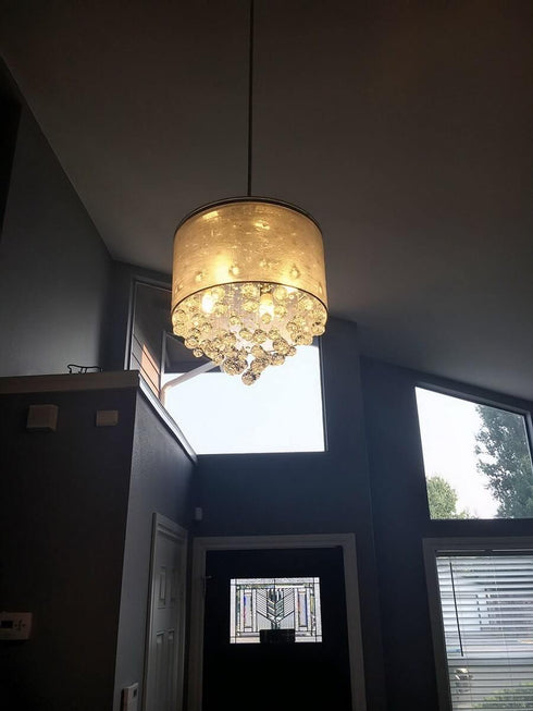 Stem Adjustable Crystal Drum Chrome Modern Chandeliers