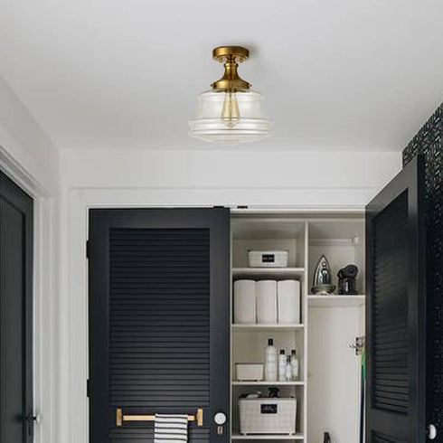 Modern Brass Schoolhouse Semi Flush Ceiling Lights Hallway