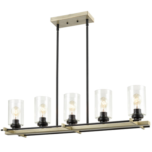 Farmhouse 5-light Black Chandelier Light Fixtures For Dinning Room Island Kitchen