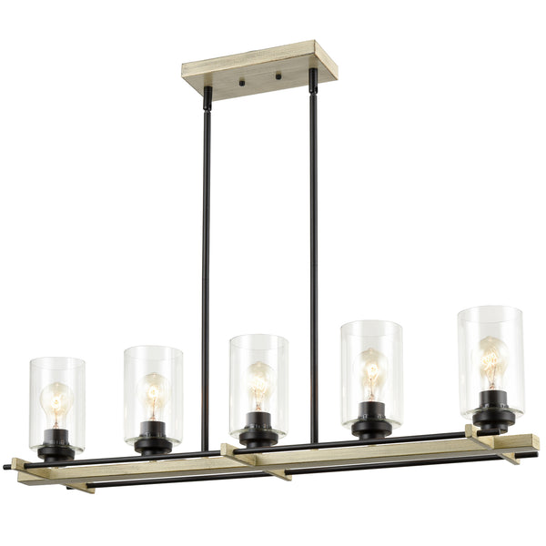 Farmhouse 5-light Black Chandelier Light Fixtures For Dinning Room Island Kitchen