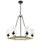 Farmhouse 6 Lights Black Wagon Wheel Pendant Light Large Round Chandelier For Dining Room