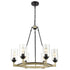 Farmhouse 6 Lights Black Wagon Wheel Pendant Light Large Round Chandelier For Dining Room
