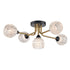 Modern Crystal Ceiling Light Fixture Contemporary 5-Lights Sputnik Chandelier Black and Gold Industrial Semi Flush Mount Ceiling Light
