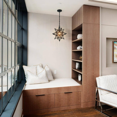 16 Inch Modern Star Pendant Light Boho Black Hanging Pendant Light