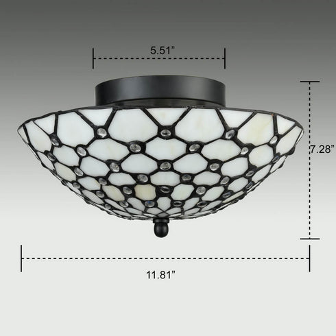 Industrial Tiffany Stained Glass Semi Flush Kitchen Ceiling Lights