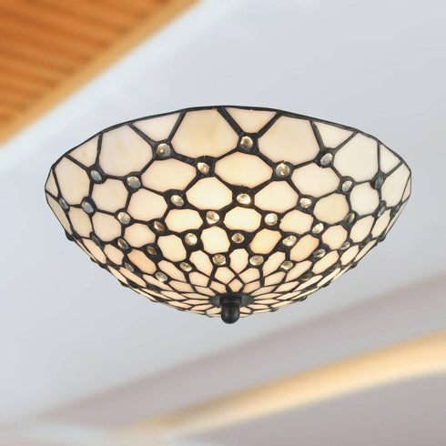 Industrial Tiffany Stained Glass Semi Flush Kitchen Ceiling Lights