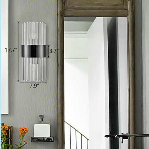 Titanium Black and Clear Glass Wall Sconces Lighting 2-Pack