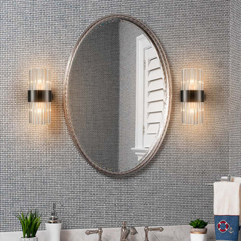 Titanium Black and Clear Glass Wall Sconces Lighting 2-Pack