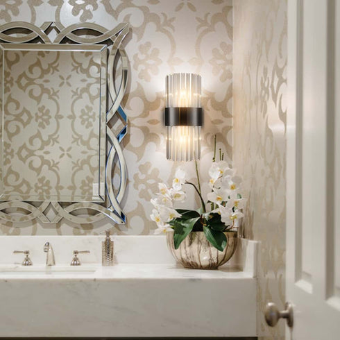 Titanium Black and Clear Glass Wall Sconces Lighting 2-Pack