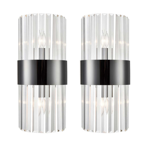 Titanium Black and Clear Glass Wall Sconces Lighting 2-Pack