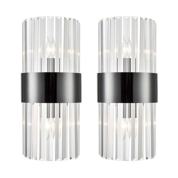 Titanium Black and Clear Glass Wall Sconces Lighting 2-Pack