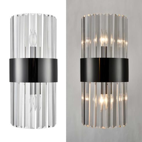 Titanium Black and Clear Glass Wall Sconces Lighting 2-Pack