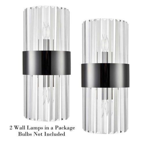 Titanium Black and Clear Glass Wall Sconces Lighting 2-Pack