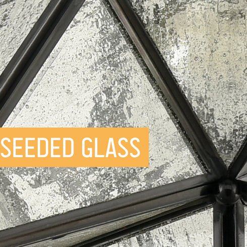 Seeded Glass Moravian Star Flush Mount Ceiling Light, 18-Inch, Black