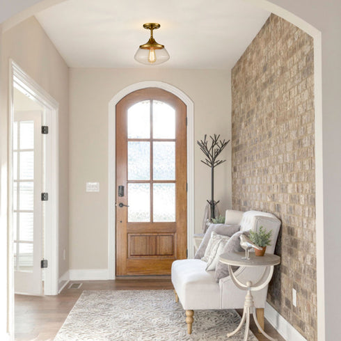 Modern Brass Semi Flush Mount Ceiling Light Fixture