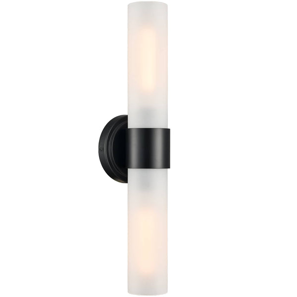 Modern Black Wall Sconce Cylinder Glass Bathroom Fixture