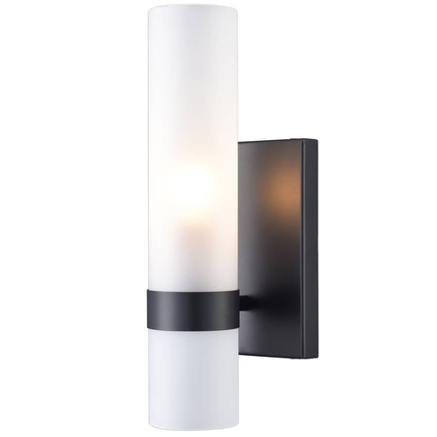 Black Vanity Light Bathroom Sconces Frosted Cylinder Glass