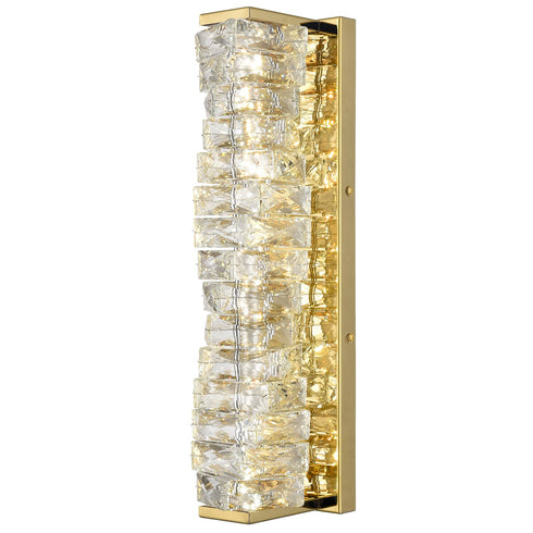 Crystal Gold Bathroom Vanity Lights LED Stainless Steel, 18.5-In